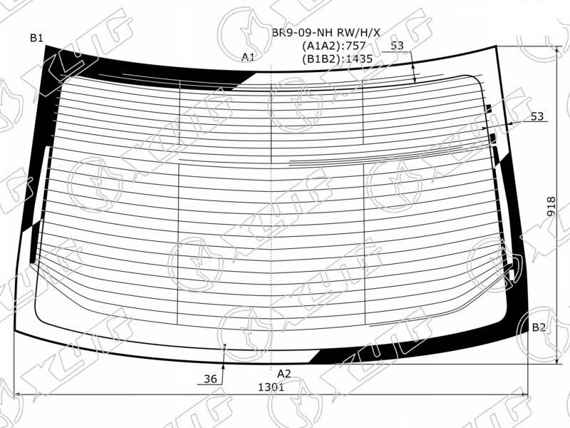 Стекло заднее с обогревом SUBARU LEGACY XYG BR9-09-NH RW/H/X 