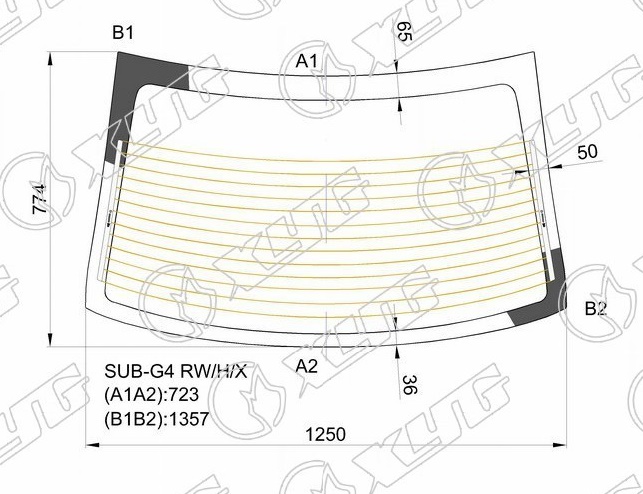 Стекло заднее с обогревом SUBARU IMPREZA XYG SUB-G4 RW/H/X 