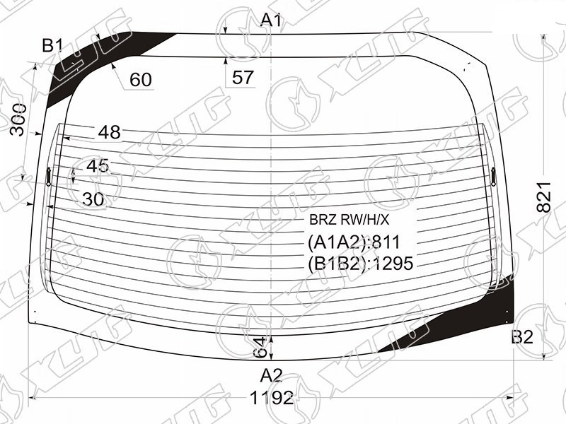 Стекло заднее с обогревом SUBARU BRZ, TOYOTA GT XYG BRZ RW/H/X 