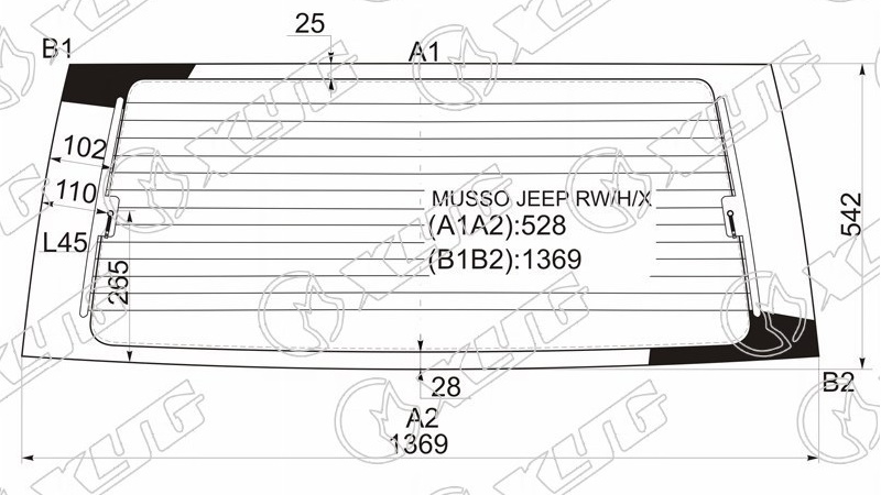 Стекло заднее с обогревом SSANGYONG MUSSO, ROAD PARTNER XYG MUSSO JEEP RW/H/X 