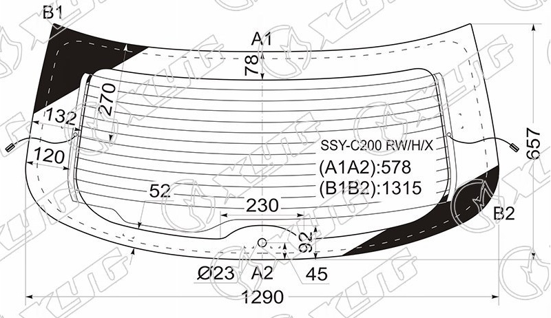 Стекло заднее с обогревом SSANGYONG ACTYON XYG SSY-C200 RW/H/X 