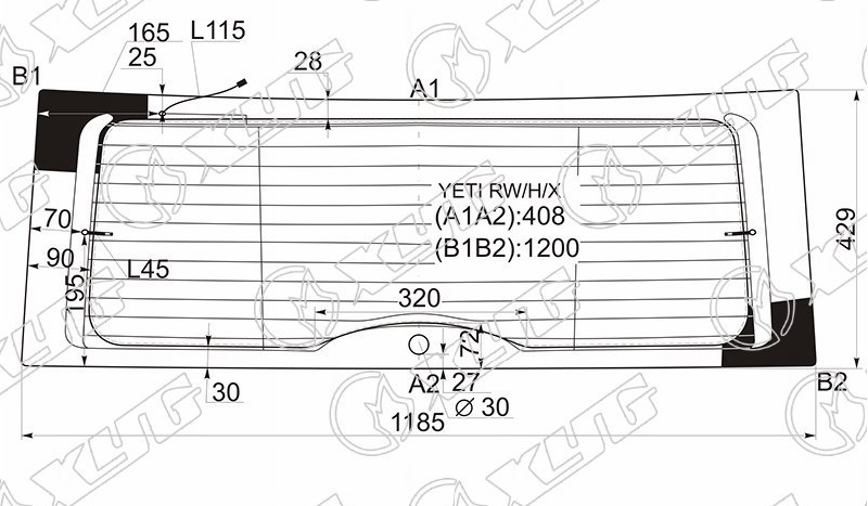 Стекло заднее с обогревом SKODA YETI XYG YETI RW/H/X 