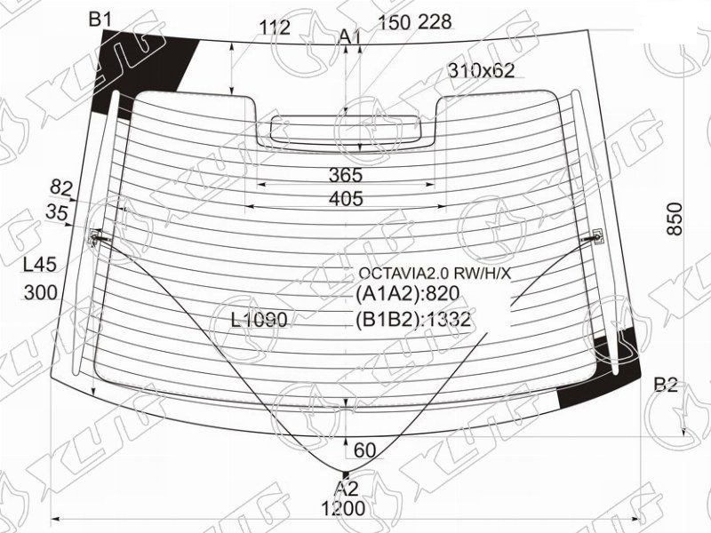 Стекло заднее с обогревом SKODA OCTAVIA XYG OCTAVIA2.0 RW/H/X 