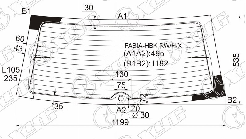 Стекло заднее с обогревом SKODA FABIA XYG FABIA-HBK RW/H/X 