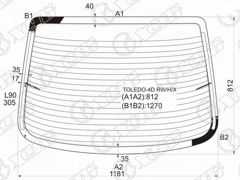 Стекло заднее с обогревом SEAT TOLEDO XYG TOLEDO-4D RW/H/X 