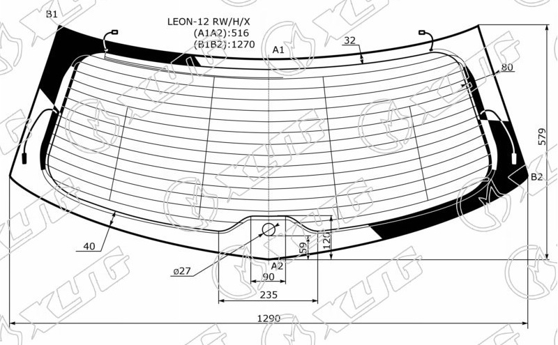 Стекло заднее с обогревом SEAT LEON XYG LEON-12 RW/H/X 