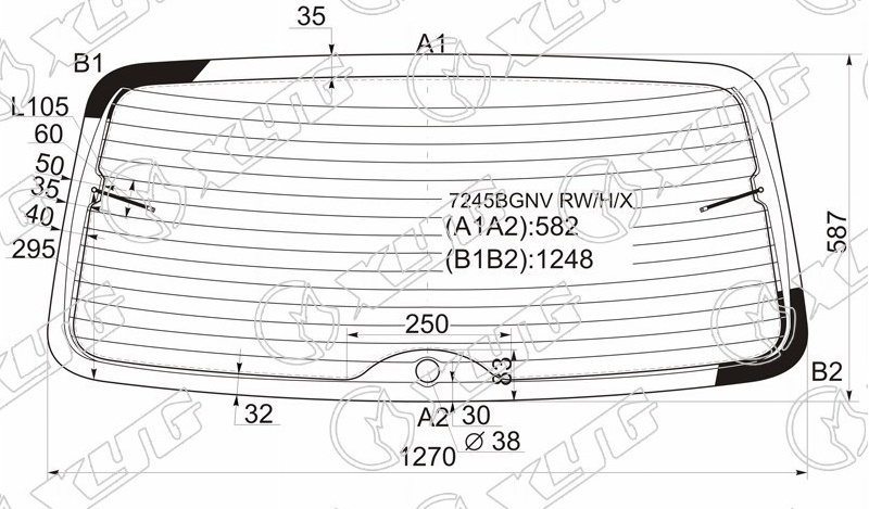 Стекло заднее с обогревом RENAULT SCENIC XYG 7245BGNV RW/H/X 