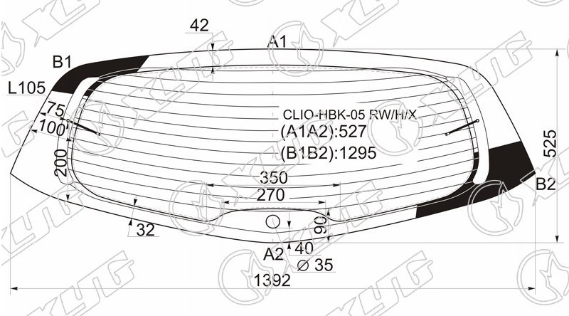 Стекло заднее с обогревом RENAULT CLIO XYG CLIO-HBK-05 RW/H/X 