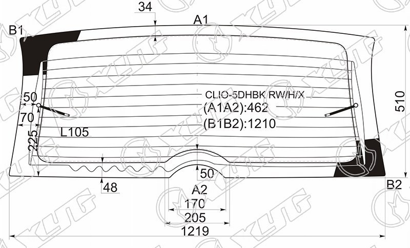 Стекло заднее с обогревом RENAULT CLIO XYG CLIO-5DHBK RW/H/X 