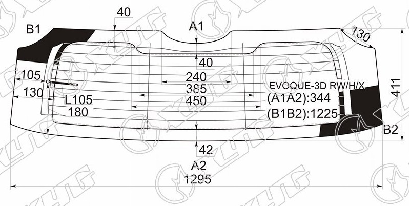 Стекло заднее с обогревом RANGE ROVER EVOQUE XYG EVOQUE-3D RW/H/X 