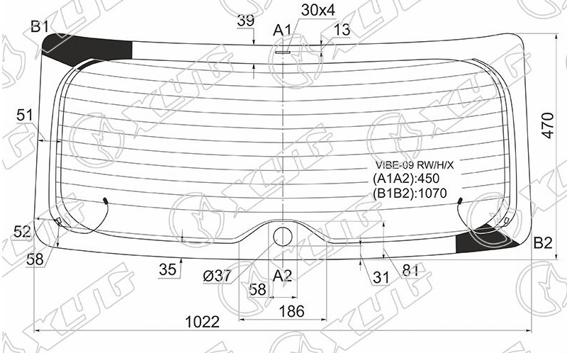 Стекло заднее с обогревом PONTIAC VIBE XYG VIBE-09 RW/H/X 