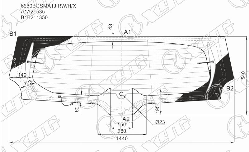 Стекло заднее с обогревом PEUGEOT 5008 XYG 6560BGSMA1J RW/H/X 