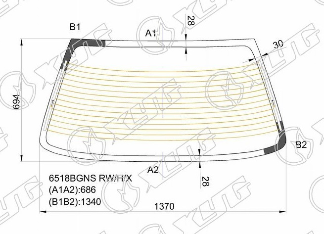 Стекло заднее с обогревом PEUGEOT 405 XYG 6518BGNS RW/H/X