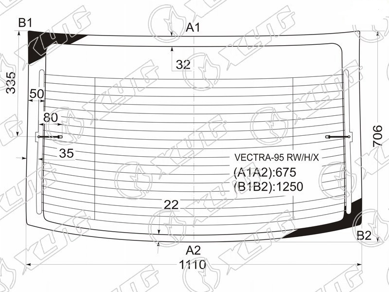 Стекло заднее с обогревом OPEL VECTRA XYG VECTRA-95 RW/H/X 