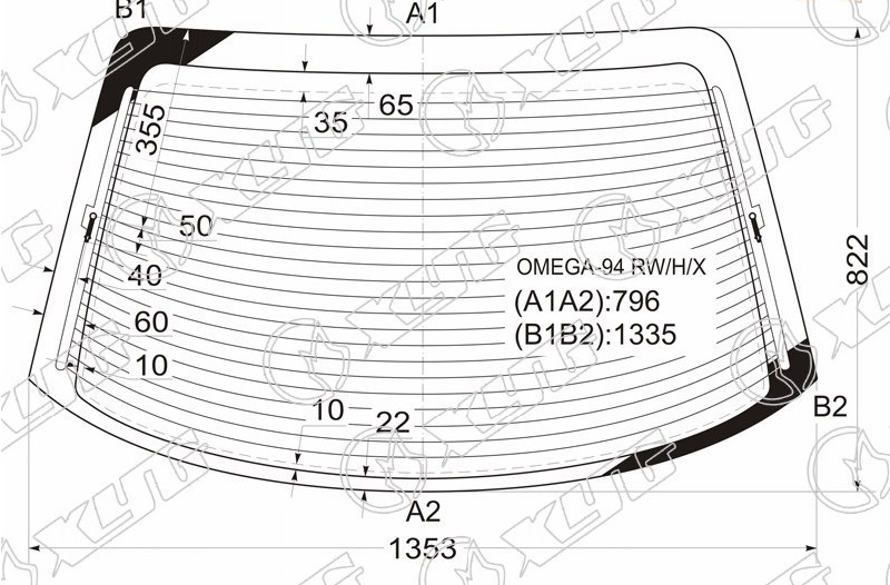 Стекло заднее с обогревом OPEL OMEGA XYG OMEGA-94 RW/H/X 