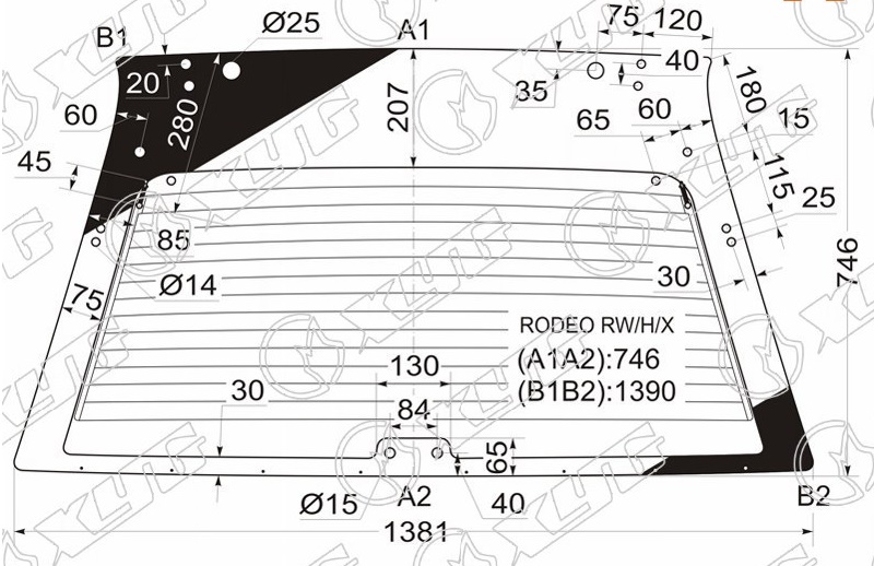 Стекло заднее с обогревом OPEL FRONTERA, ISUZU RODEO XYG RODEO RW/H/X 