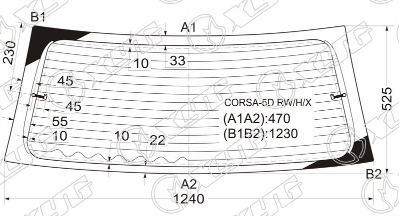 Стекло заднее с обогревом OPEL CORSA XYG CORSA-5D RW/H/X 