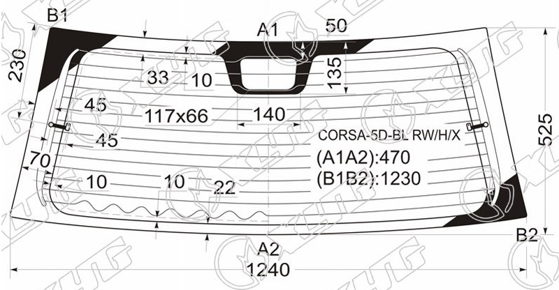 Стекло заднее с обогревом OPEL CORSA XYG CORSA-5D-BL RW/H/X 