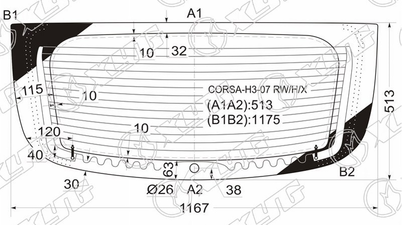 Стекло заднее с обогревом OPEL CORSA XYG CORSA-H3-07 RW/H/X 