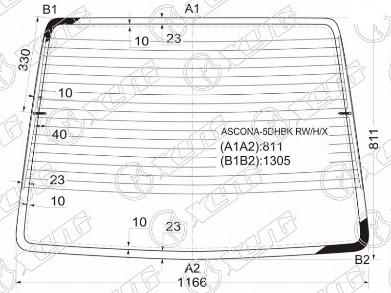 Стекло заднее с обогревом OPEL ASCONA XYG ASCONA-5DHBK RW/H/X 