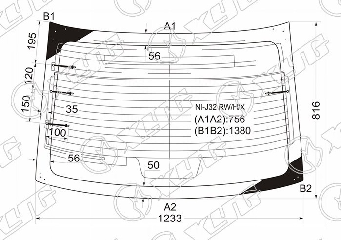 Стекло заднее с обогревом NISSAN TEANA XYG NI-J32 RW/H/X 