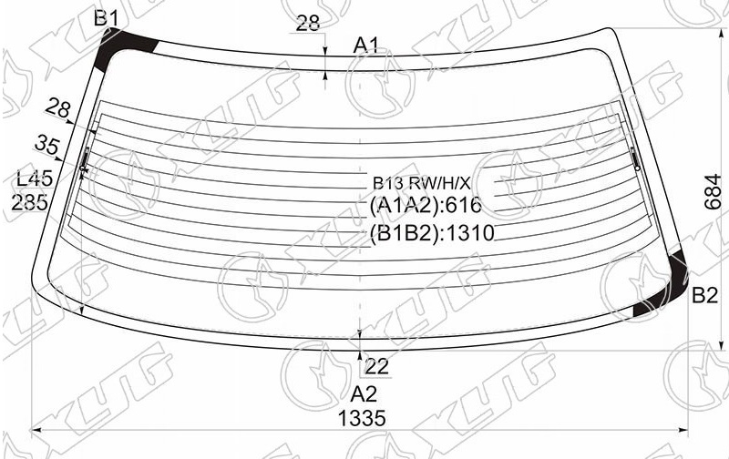 Стекло заднее с обогревом NISSAN SUNNY, SENTRA, TSURU XYG B13 RW/H/X 