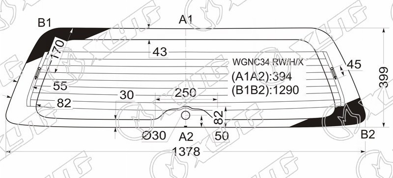 Стекло заднее с обогревом NISSAN STAGEA XYG WGNC34 RW/H/X 