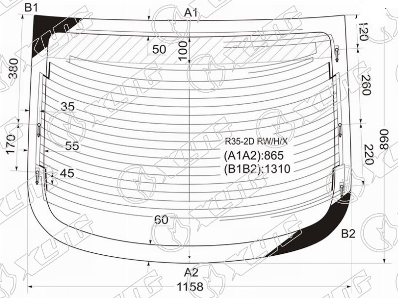 Стекло заднее с обогревом NISSAN SKYLINE, INFINITI G35, 37 XYG R35-2D RW/H/X 