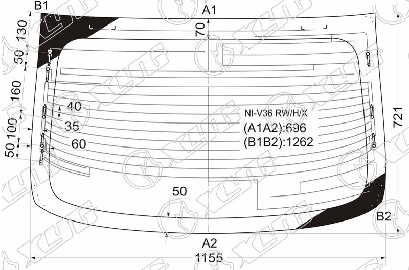 Стекло заднее с обогревом NISSAN SKYLINE, INFINITI G35, 37 XYG NI-V36 RW/H/X