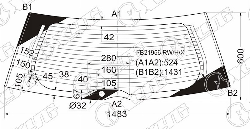 Стекло заднее с обогревом NISSAN QUEST XYG FB21956 RW/H/X 