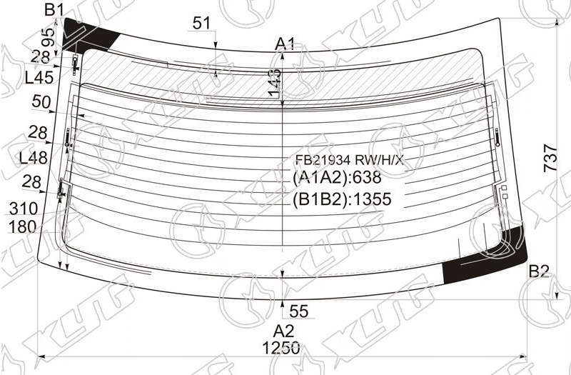 Стекло заднее с обогревом NISSAN MAXIMA XYG FB21934 RW/H/X 