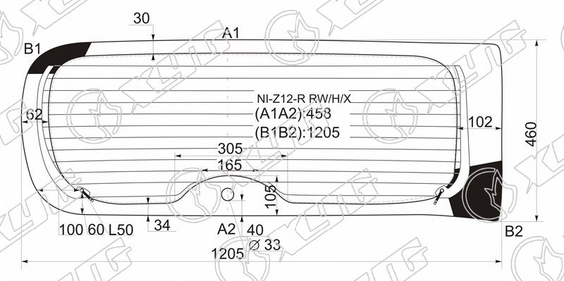 Стекло заднее с обогревом NISSAN CUBE XYG NI-Z12-R RW/H/X 