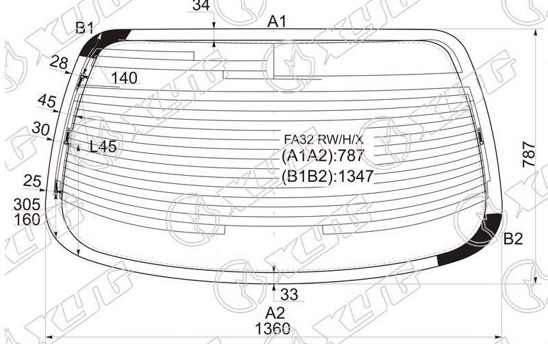 Стекло заднее с обогревом NISSAN CEFIRO, MAXIMA XYG FA32 RW/H/X 