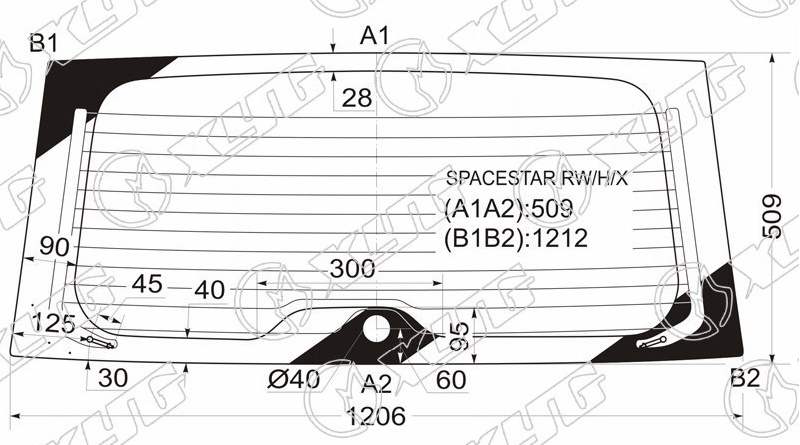 Стекло заднее с обогревом MITSUBISHI SPACESTAR XYG SPACESTAR RW/H/X 