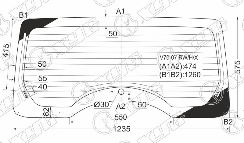 Стекло заднее с обогревом MITSUBISHI PAJERO XYG V70-07 RW/H/X 