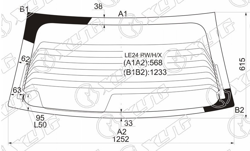 Стекло заднее с обогревом MITSUBISHI MIRAGE, COLT XYG LE24 RW/H/X 