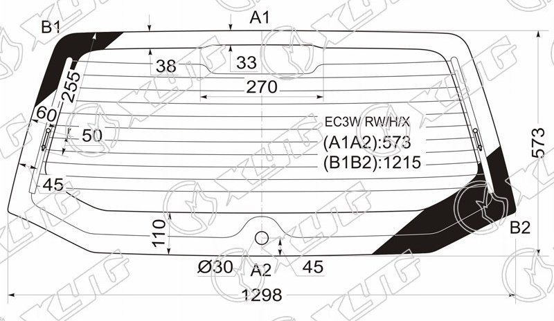 Стекло заднее с обогревом MITSUBISHI LEGNUM XYG EC3W RW/H/X 