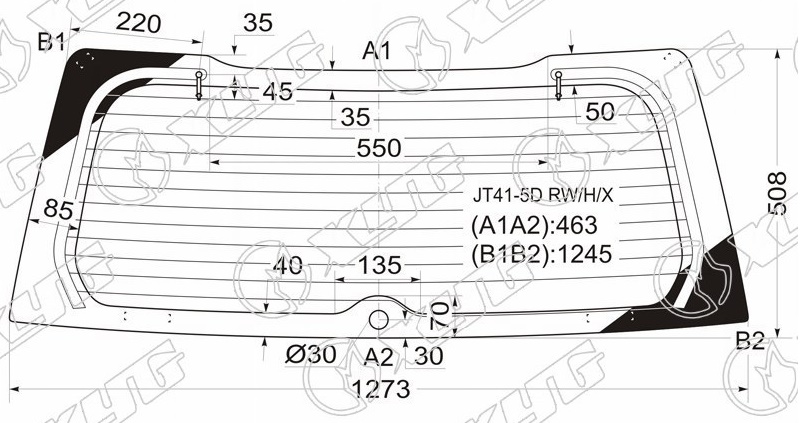 Стекло заднее с обогревом MITSUBISHI LANCER, CEDIA XYG JT41-5D RW/H/X