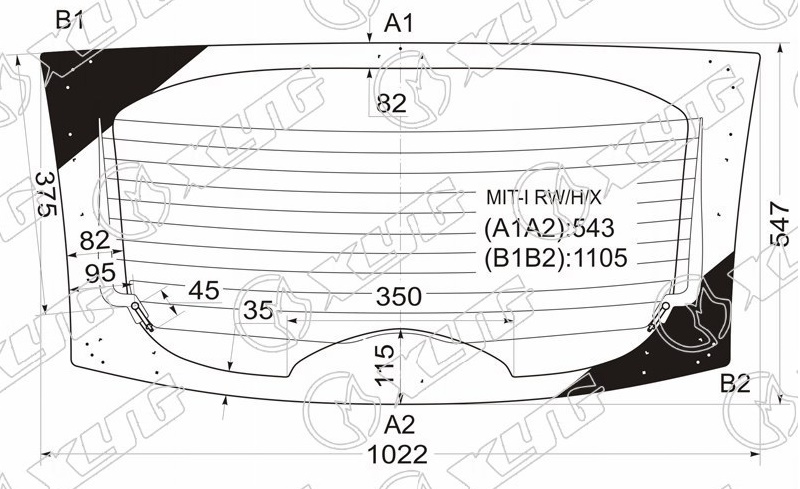 Стекло заднее с обогревом MITSUBISHI I, PEUGEOT ION, CITROEN C-ZERO XYG MIT-I RW/H/X 