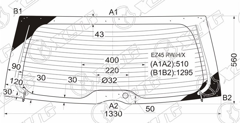 Стекло заднее с обогревом MITSUBISHI GRANDIS XYG EZ45 RW/H/X 