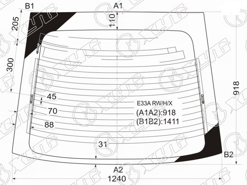 Стекло заднее с обогревом MITSUBISHI GALANT XYG E33A RW/H/X 