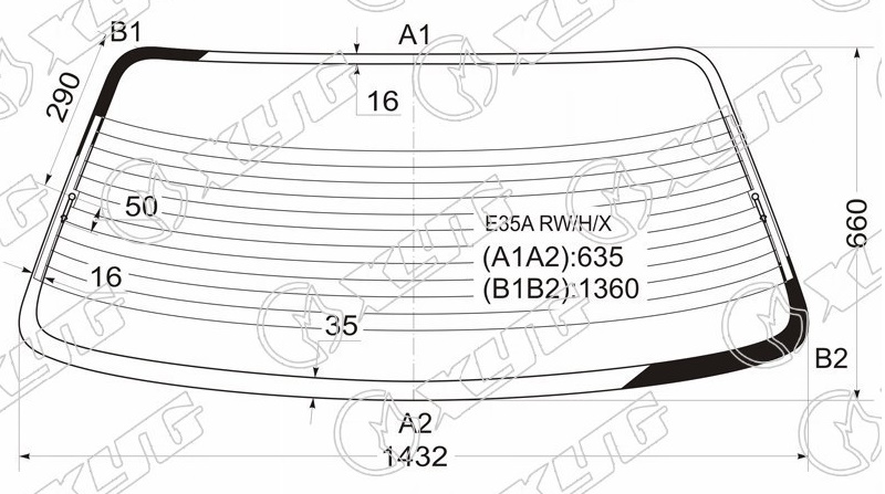 Стекло заднее с обогревом MITSUBISHI GALANT XYG E35A RW/H/X 