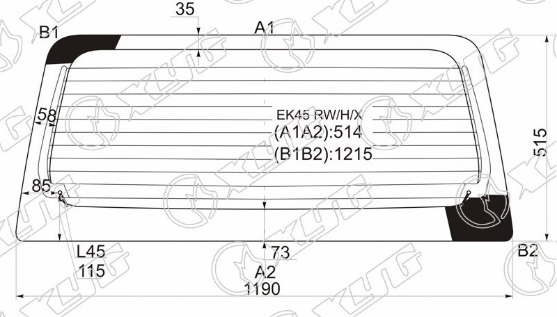 Стекло заднее с обогревом MITSUBISHI EK WAGON, NISSAN OTTI XYG EK45 RW/H/X 