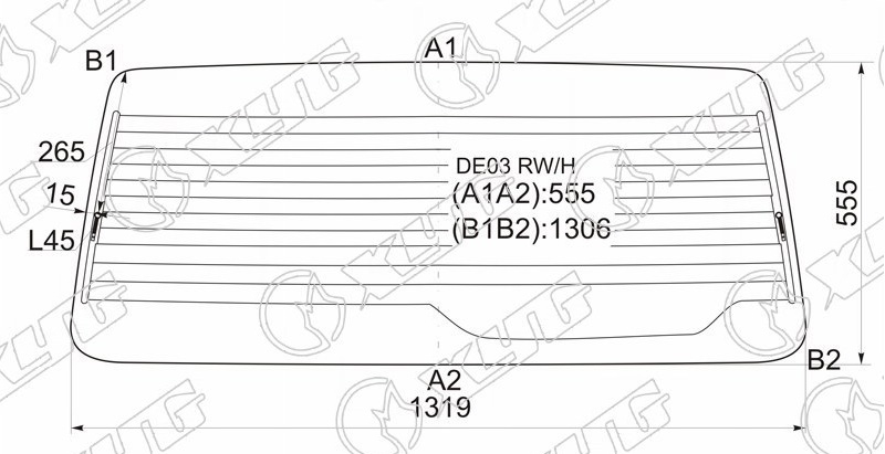 Стекло заднее с обогревом MITSUBISHI DELICA VAN WAGON XYG DE03 RW/H 