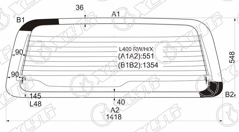 Стекло заднее с обогревом MITSUBISHI DELICA XYG L400 RW/H/X 