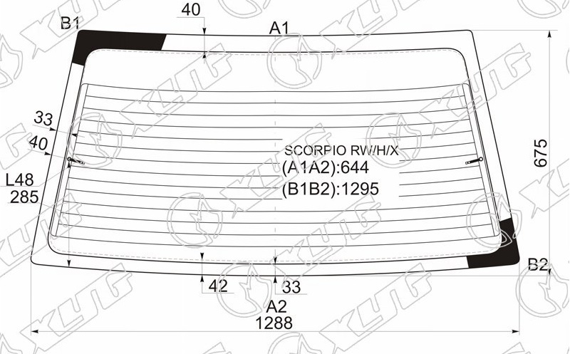 Стекло заднее с обогревом MERCURY SCORPIO XYG SCORPIO RW/H/X 