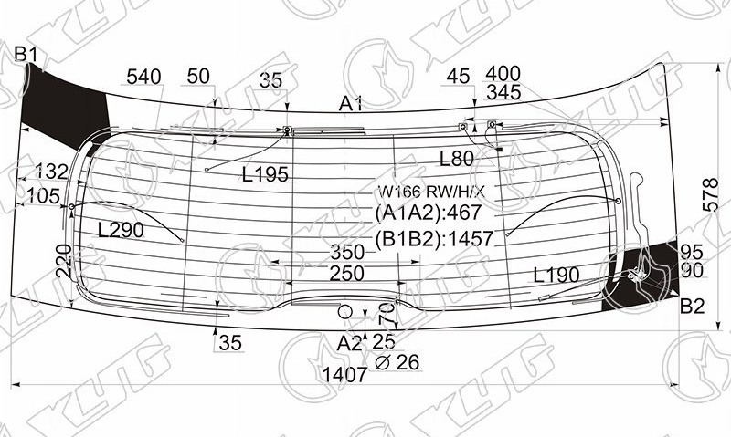 Стекло заднее с обогревом MERCEDES-BENZ ML-CLASS XYG W166 RW/H/X 