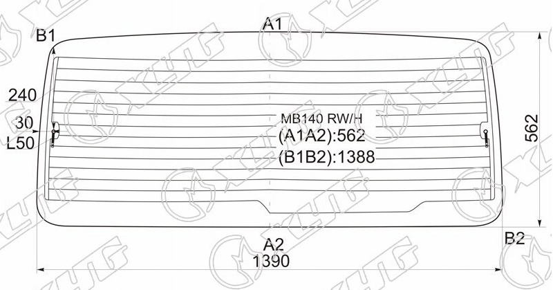 Стекло заднее с обогревом MERCEDES-BENZ MB140 VAN, SSANGYONG ISTANA VAN XYG MB140 RW/H 