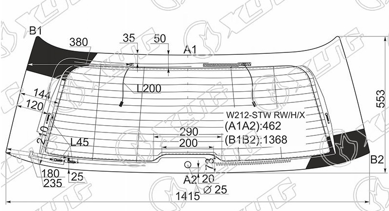 Стекло заднее с обогревом MERCEDES-BENZ E-CLASS XYG W212-STW RW/H/X