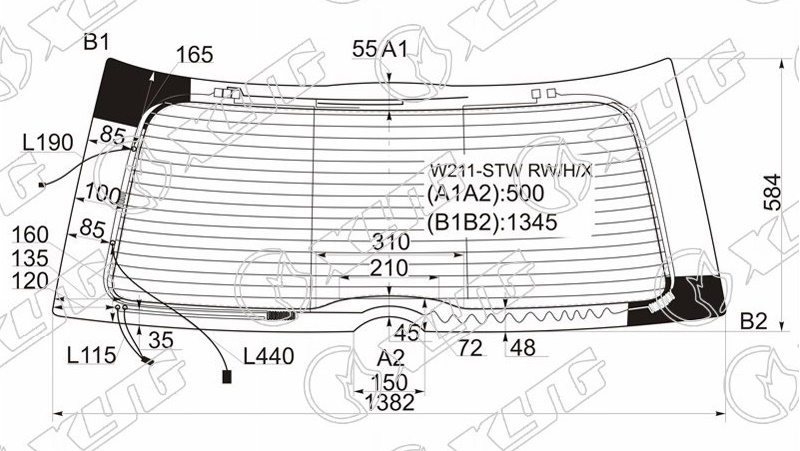 Стекло заднее с обогревом MERCEDES-BENZ E-CLASS XYG W211-STW RW/H/X 